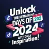 Vibrant promotional image for "Daily Motivation Bundle of 2024 Content" featuring countdown, calendar icon, reels graphic, and social media symbols.